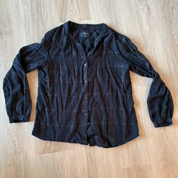 Rails Tops - ** Rails Sz M Black Gold Metallic Hunter Long Sleeve Plaid Button Up Shirt